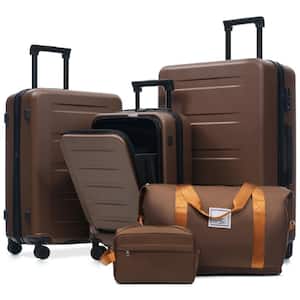 Merax 5 Bags 5-Piece Brown Expandable ABS Luggage Set with Duffel