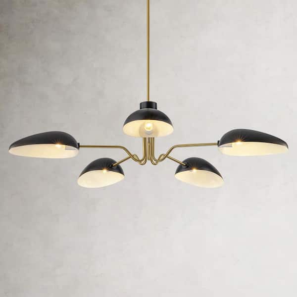 Rennnsan Oakley 5-Light Matte Black and Burnished Brass Mid