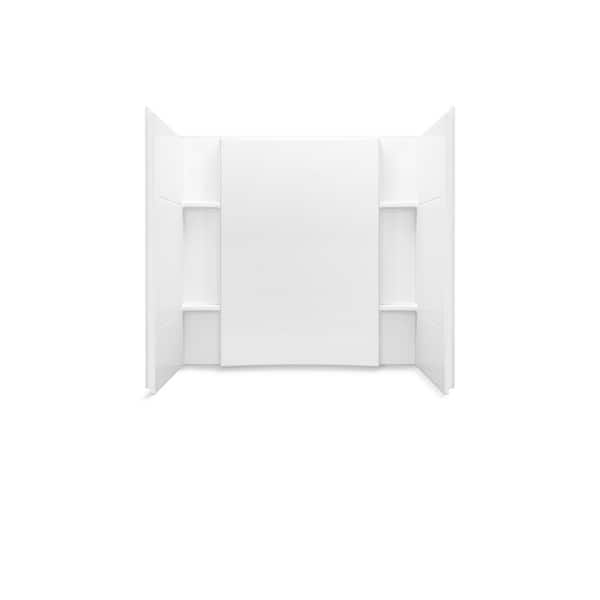 Accord 36 in. x 60 in. x 56.75 in. 3-Piece Direct-to-Stud Alcove Tub Surround in White With Aging in Place Backerboards