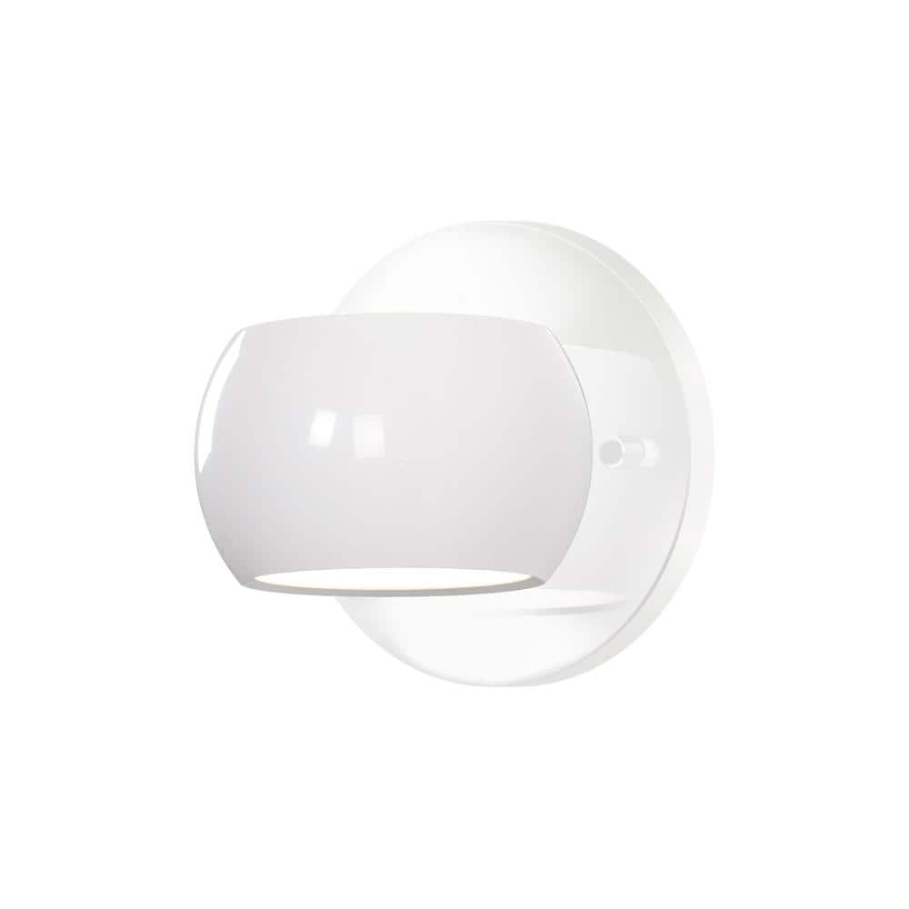 Flux 4 in., 1-Light 10-Watt Gloss White Integrated LED Wall Sconce price history on PriceWatchPro