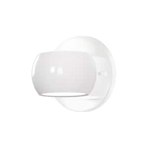 Flux 4 in., 1-Light 10-Watt Gloss White Integrated LED Wall Sconce