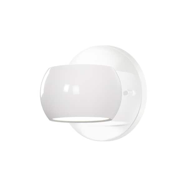 KUZCO Flux 4 in., 1-Light 10-Watt Gloss White Integrated LED Wall Sconce
