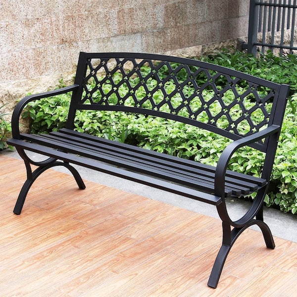 Maypex 4 ft. Outdoor Patio Steel Porch Chair Loveseat Bench
