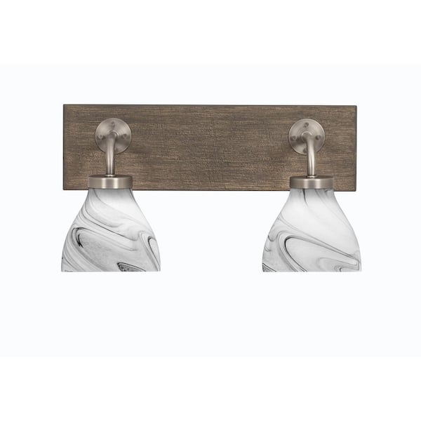 Unbranded Kirby 16.75 in. 2-Light Graphite and Painted Distressed Wood-look Metal Vanity Light