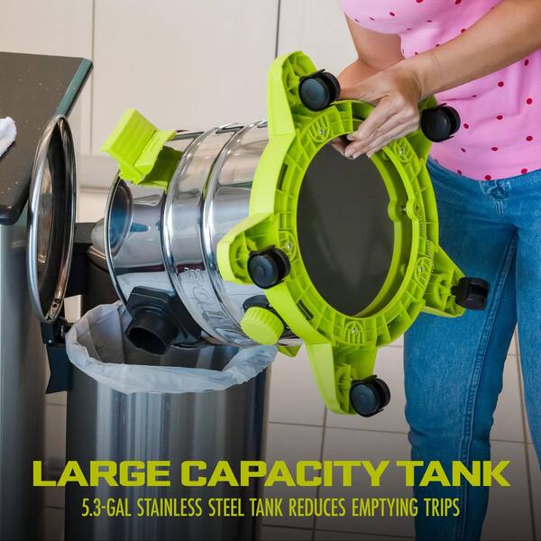 Sun Joe 24V Cordless Wet Dry Vacuum - 5.3 Gallon Stainless Steel Tank With Battery & Carpet Brush