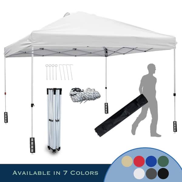 LAUREL CANYON 10 ft. L x 10 ft. L White Instant Canopy Pop-Up Tent Adjustable Legs