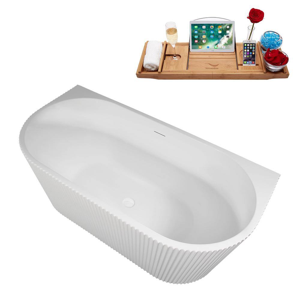 58.5" Glossy White Acrylic Freestanding Double Slipper Tub