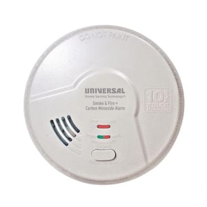 10-Year Sealed Battery Operated 3-In-1 Smoke Fire and Carbon Monoxide Detector, Microprocessor Intelligence