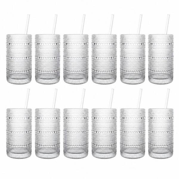 Upgraded Large Capacity 16 oz. Hobnail Glasses Drinking Set Heavy Vintage Glassware for Sipping Your Drinks (Set of 12)