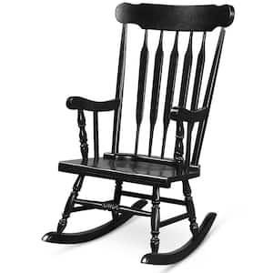 Wood Outdoor Rocking Chair Single Rocker Indoor Garden Patio Yard Black
