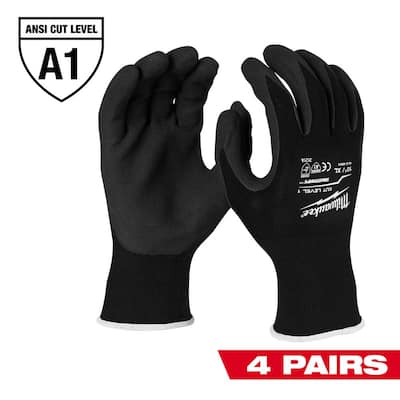 X-Large Black Nitrile Level 1 Cut Resistant Dipped Work Gloves (4-Pack)