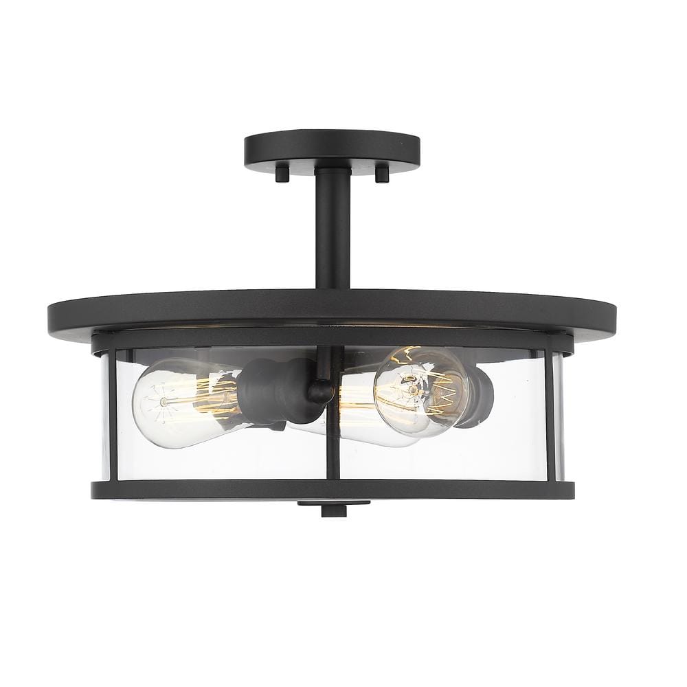 Savannah 15.75 in. 3-Light Bronze Semi-Flush Mount with Clear Shade