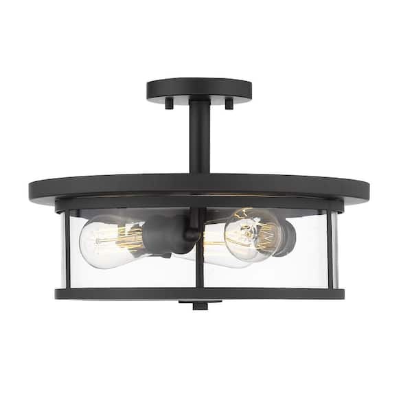 Unbranded Savannah 15.75 in. 3-Light Bronze Semi-Flush Mount with Clear Shade