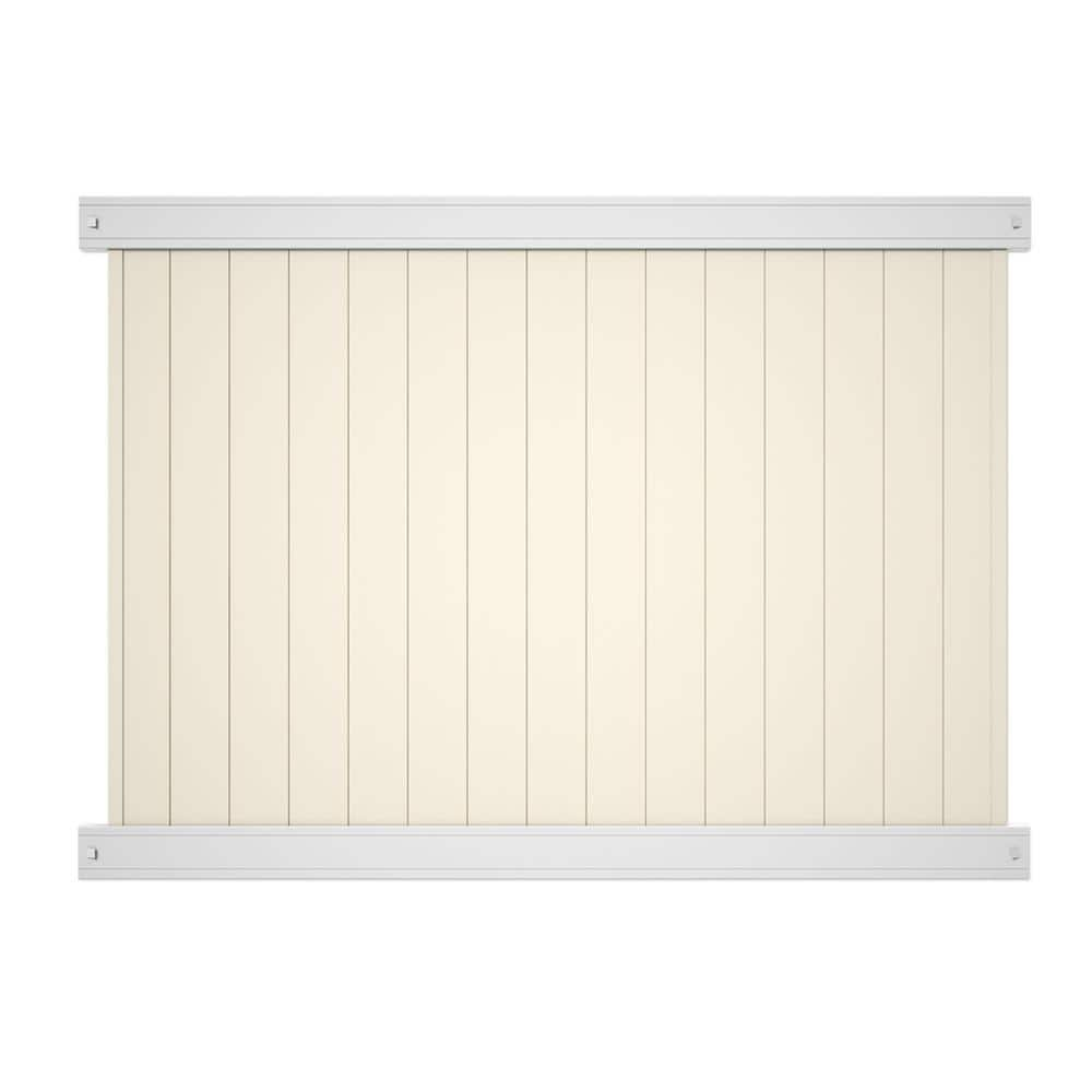 Veranda Pro-Series 6 ft. H x 8 ft. W White/Tan Vinyl Woodbridge Privacy Unassembled Fence Panel