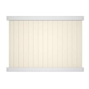 Pro-Series 6 ft. H x 8 ft. W White/Tan Vinyl Woodbridge Privacy Unassembled Fence Panel