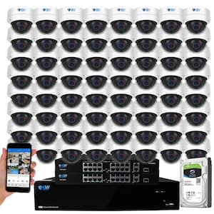 64-Channel 8MP 16TB NVR Smart Security Camera System w/64 Wired Dome Cameras 2.8 mm Fixed Lens Artificial Intelligence