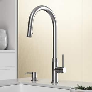 Bristol Pull-Down Sprayer Kitchen Faucet Set with Deck Plate in Stainless Steel