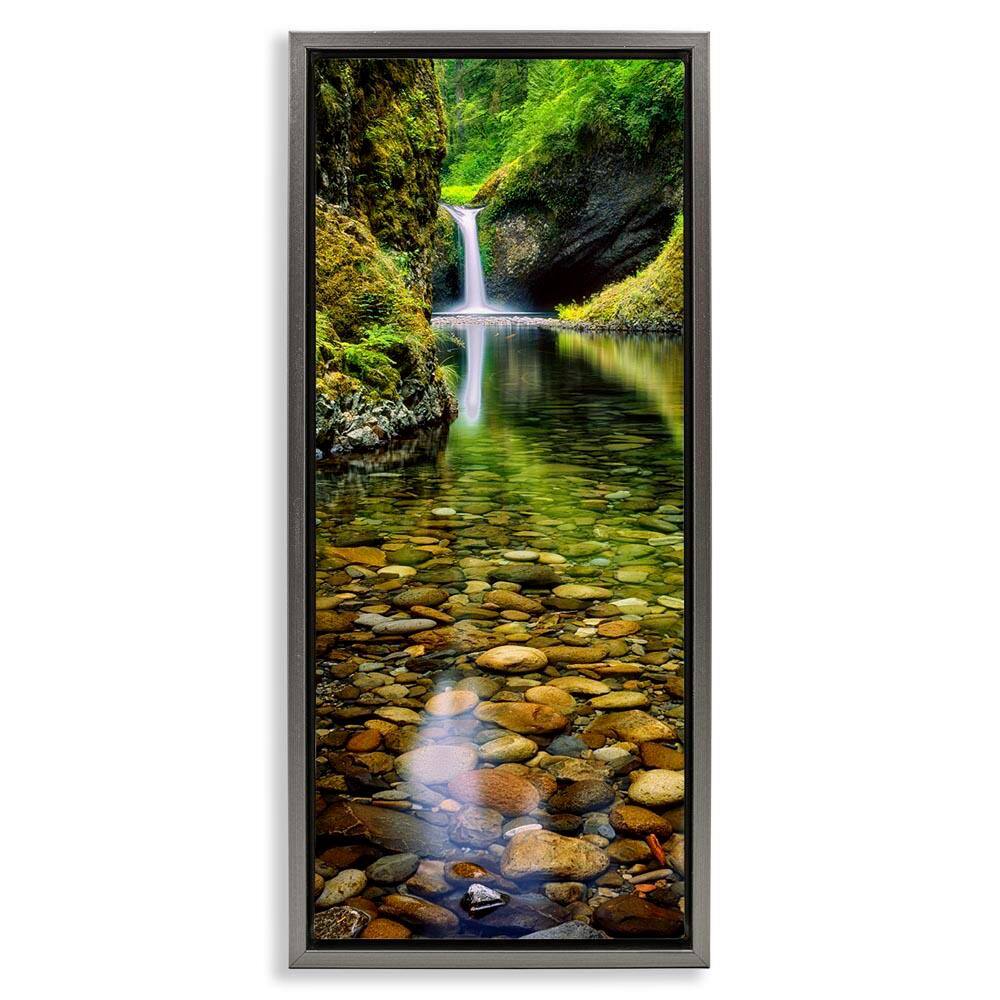 Clear Stream Waterfall Photography by Dennis Frates Gray Floater Frame Graphic Art Print Nature 25 in. x 11 in. price history on PriceWatchPro