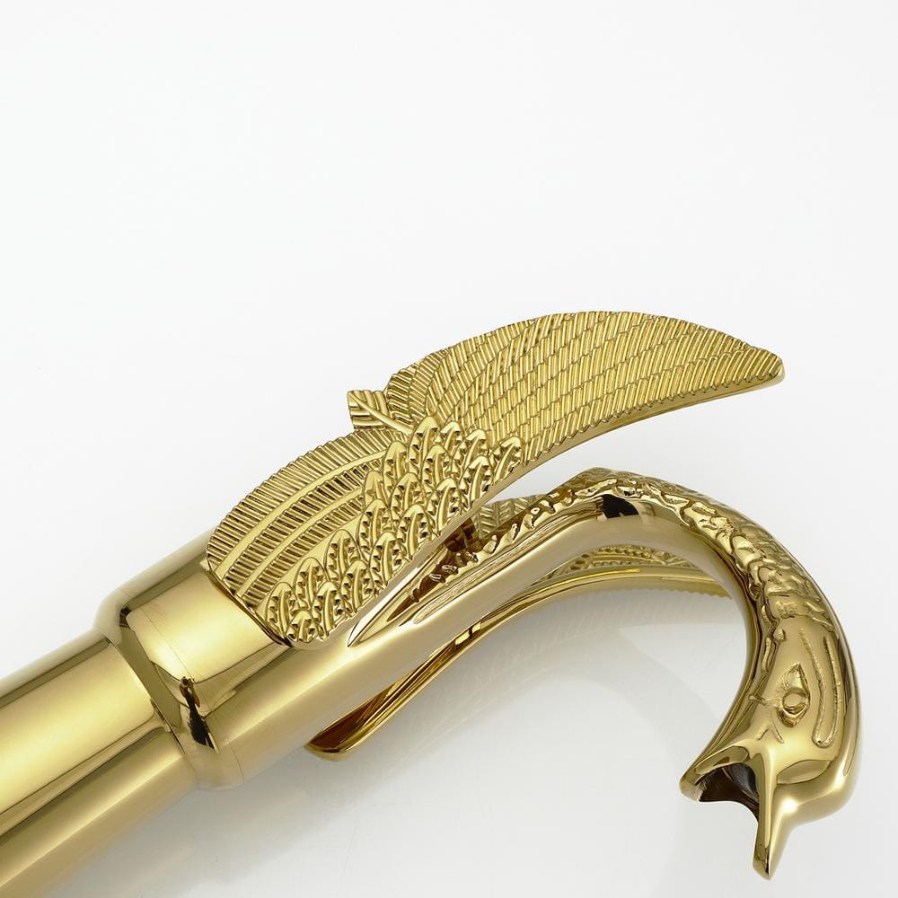Polished Gold Swan Single Handle Vessel Sink Faucet