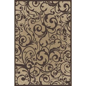 Pisa Beige 5 ft. x 7 ft. Contemporary Scroll Area Rug
