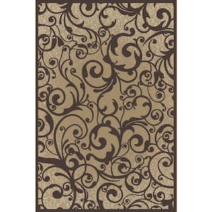 Pisa Beige 8 ft. x 10 ft. Contemporary Scroll Area Rug