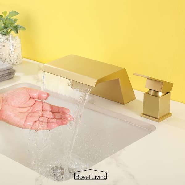 8 in. Widespread Single Handle Bathroom Faucet with cUPC Hose in Brushed Gold