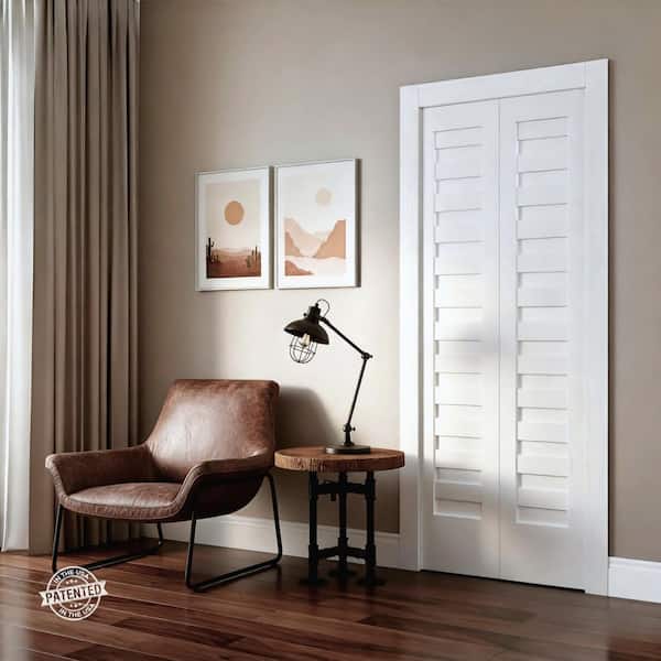 PONDEROSA WOOD PONDEROSA WOOD 36 in. x 80 in. Shadow Louver Solid