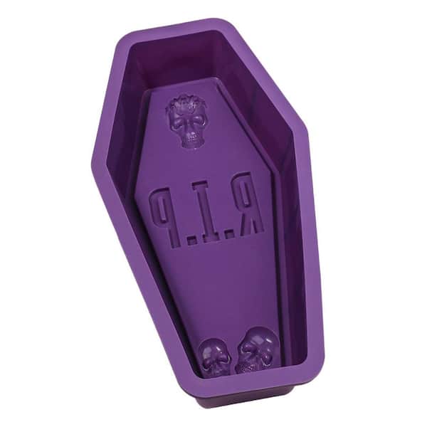 12 in. Large Silicone Coffin Cake Pan, Tombstone Shaped Baking Mold for Halloween Themed Party Dessert Making