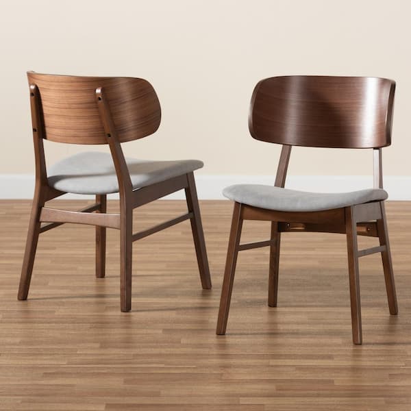 Baxton Studio Alston Grey and Walnut Brown Dining Chair Set of 2