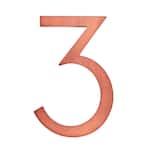 6 in. Antique Copper Aluminum Floating or Flat Modern House Number 3