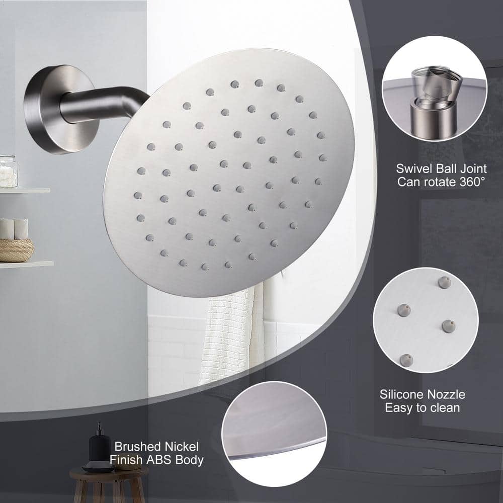Large Brushed Nickel Wall Mounted Rain Shower Head