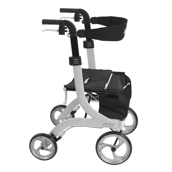 Drive Medical Nitro Euro Style Rollator Rolling Walker, White