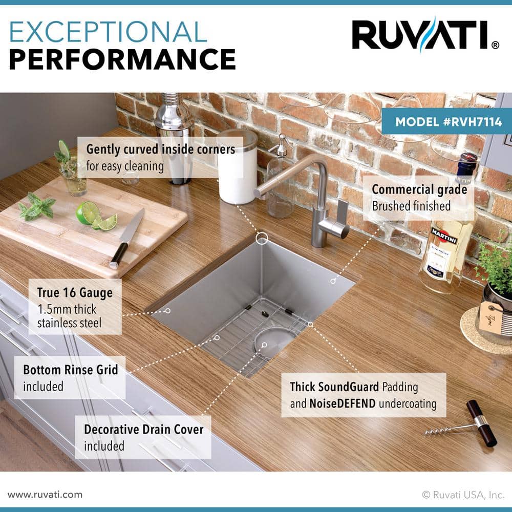 Ruvati 14-inch Stainless Steel Undermount Bar Prep Sink