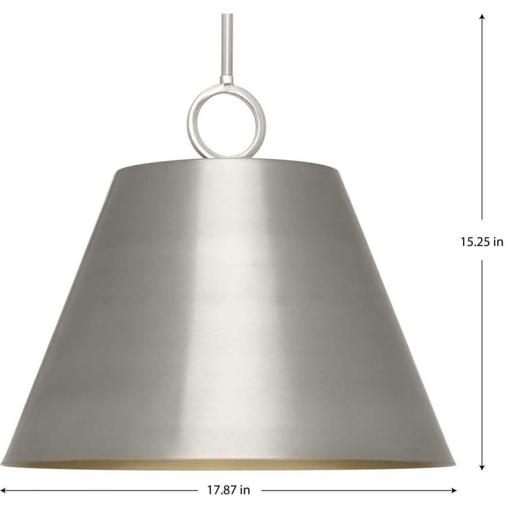 Parkhurst Brushed Nickel 3-Light Dome Pendant with Gold Interior
