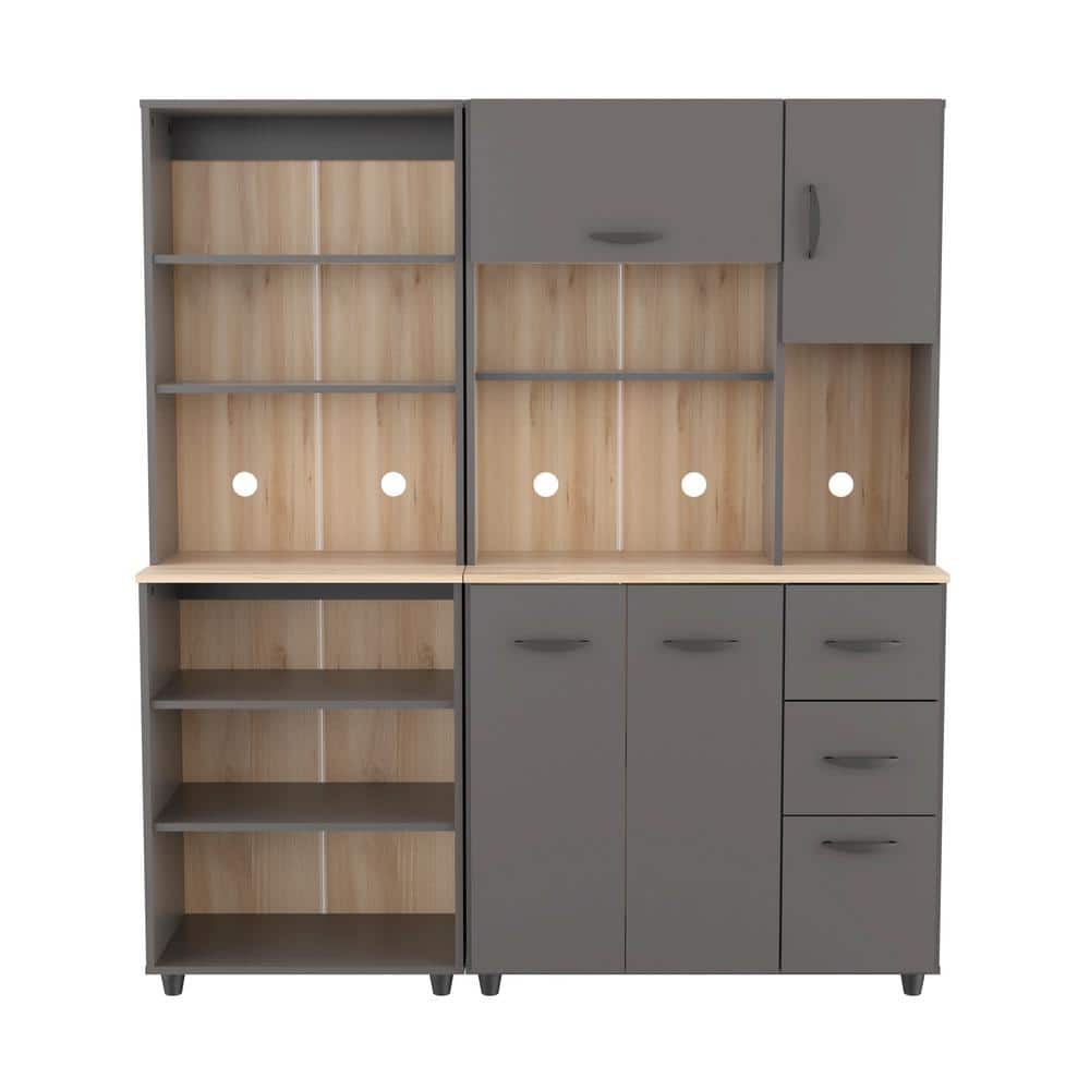 Freestanding Gray Utility Storage Cabinet with Adjustable Shelves