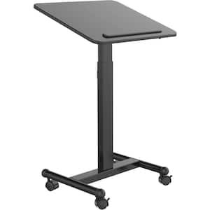 21 in. Black Rolling Desk with Adjustable Heights and Bag Hook