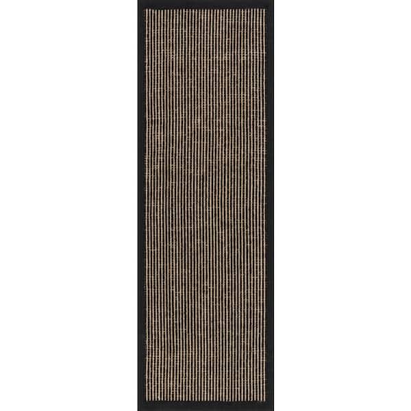 Patricia Jute and Wool Black 3 ft. x 6 ft. Indoor Runner Rug