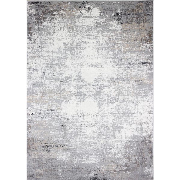 BASHIAN Carlyle Ivory/Grey 8 ft. x 10 ft. (7'6" x 9'6") Geometric Transitional Area Rug