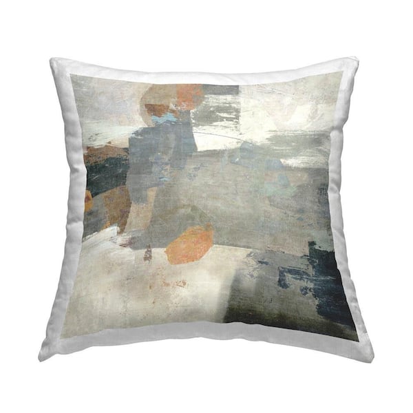 Stupell Industries Rustic Neutral Tones Gray Abstract Polyester 18 in. x 18 in. Throw Pillow