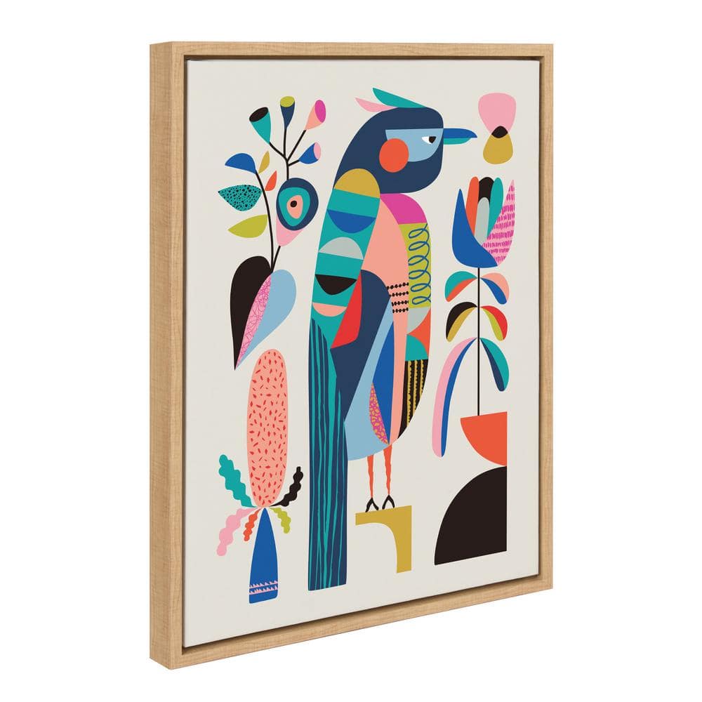 Mid Century Modern Kookaburra Abstract Animal Canvas Art, 27x22 Natural