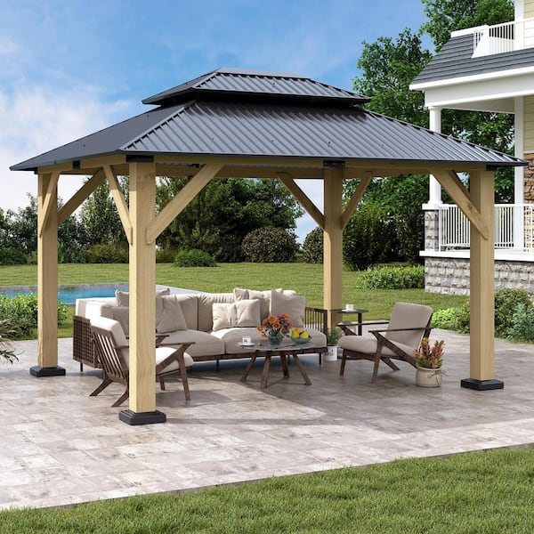 COVERONICS 10 ft. x 12 ft. Wood Frame Outdoor Hardtop Gazebo with