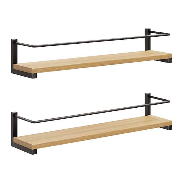 15.7 in. Rustic Wood Wall Mounted Spice Rack, Hanging Rack for Kitchen (2-Pack)