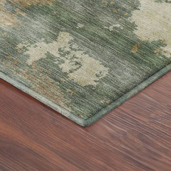 Mayfield Premium Machine Washable Abstract AMF2367 Aloe 2 ft. x 7 ft. Runner Rug