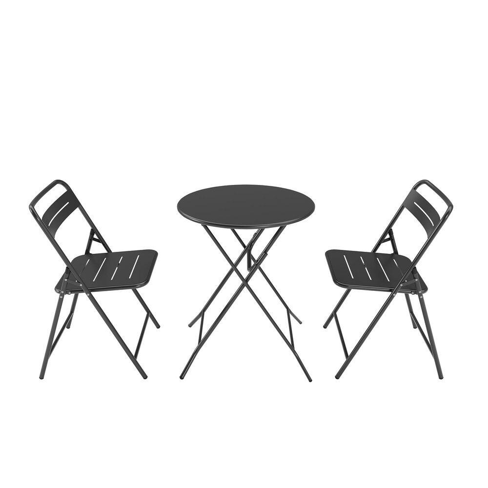 3-Piece Black Metal Outdoor Folding Bistro Set price history on PriceWatchPro