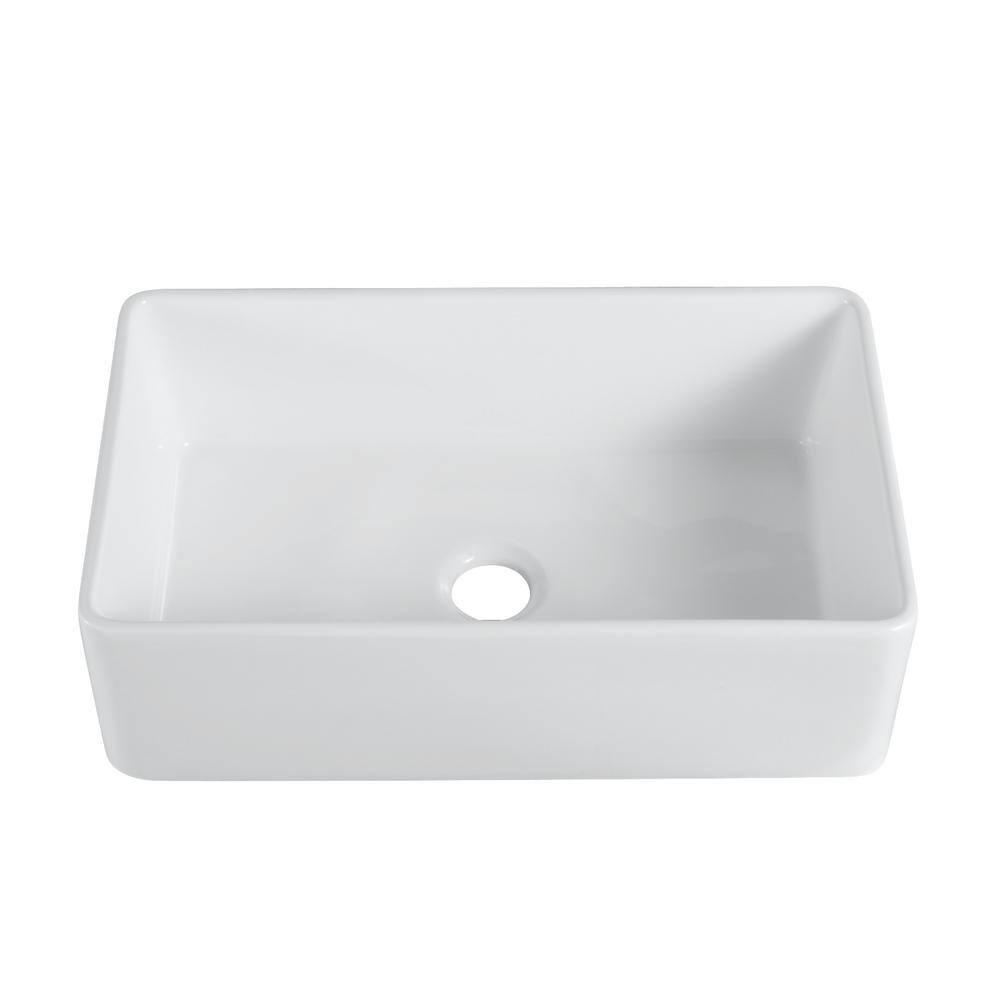 Trento 33'' White Fireclay Single Bowl Farmhouse Sink