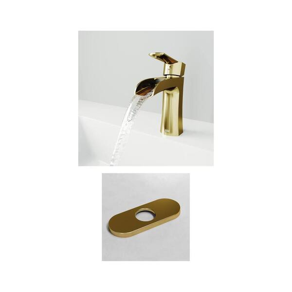 Paloma Single Handle Bathroom Faucet with 5.5 in. Deck Plate in Matte Brushed Gold (2-Piece Set)