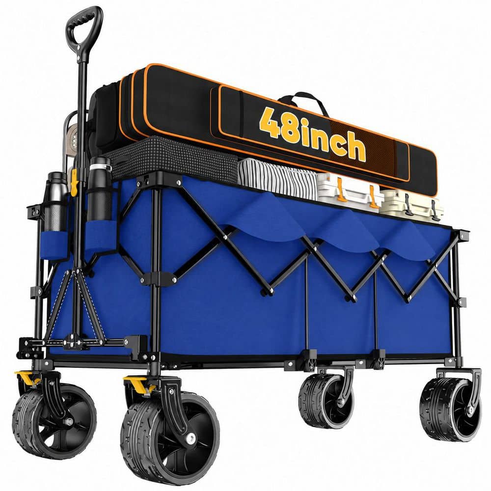 10.59 cu. ft. Steel Bin Garden Cart Collapsible Folding Utility Wagon w/ 660 lbs Capacity All-Terrain Wheels Royal Blue price history on PriceWatchPro