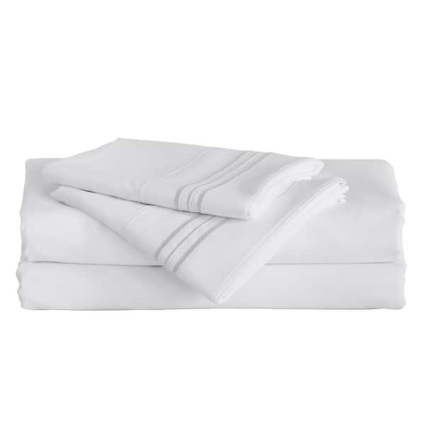 Furinno Angeland Vienne 3-Piece White Solid Microfiber Twin Sheet Set