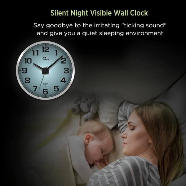 CLOCKSWISE 12 in. Non-Ticking Silver Wall Clock with Thermometer, Hygrometer Battery Operated Aluminum Analog Temperature, Humidity QI004747.SI.12 CLOCKSWISE 12 in. Non-Ticking Silver Wall Clock with Thermometer, Hygrometer Battery Operated Aluminum Analog Temperature, Humidity QI004747.SI.12
