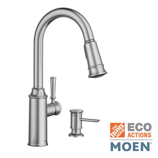 MOEN Glenshire Single-Handle Pull-Down Sprayer Kitchen Faucet with Reflex and Power Clean in Spot Resist Stainless